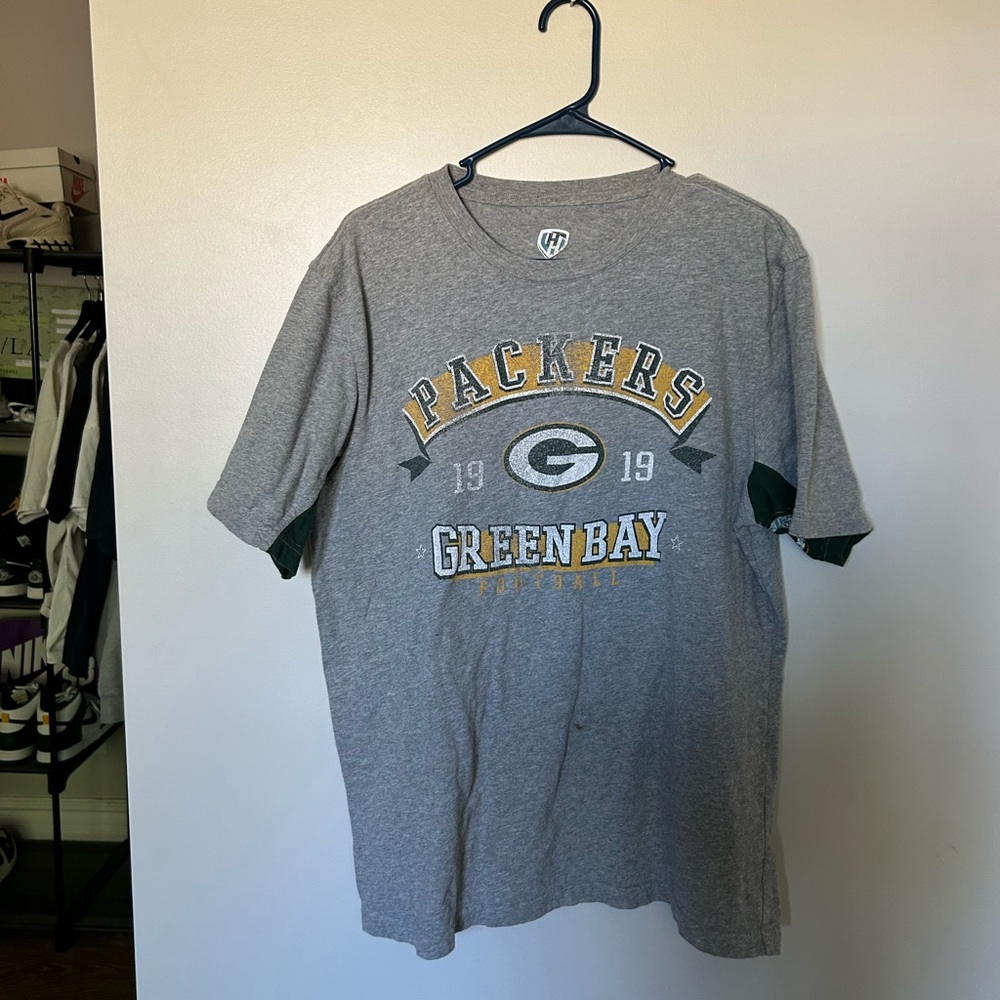 Large, HH, Large, Grey, vintage packers shirt.